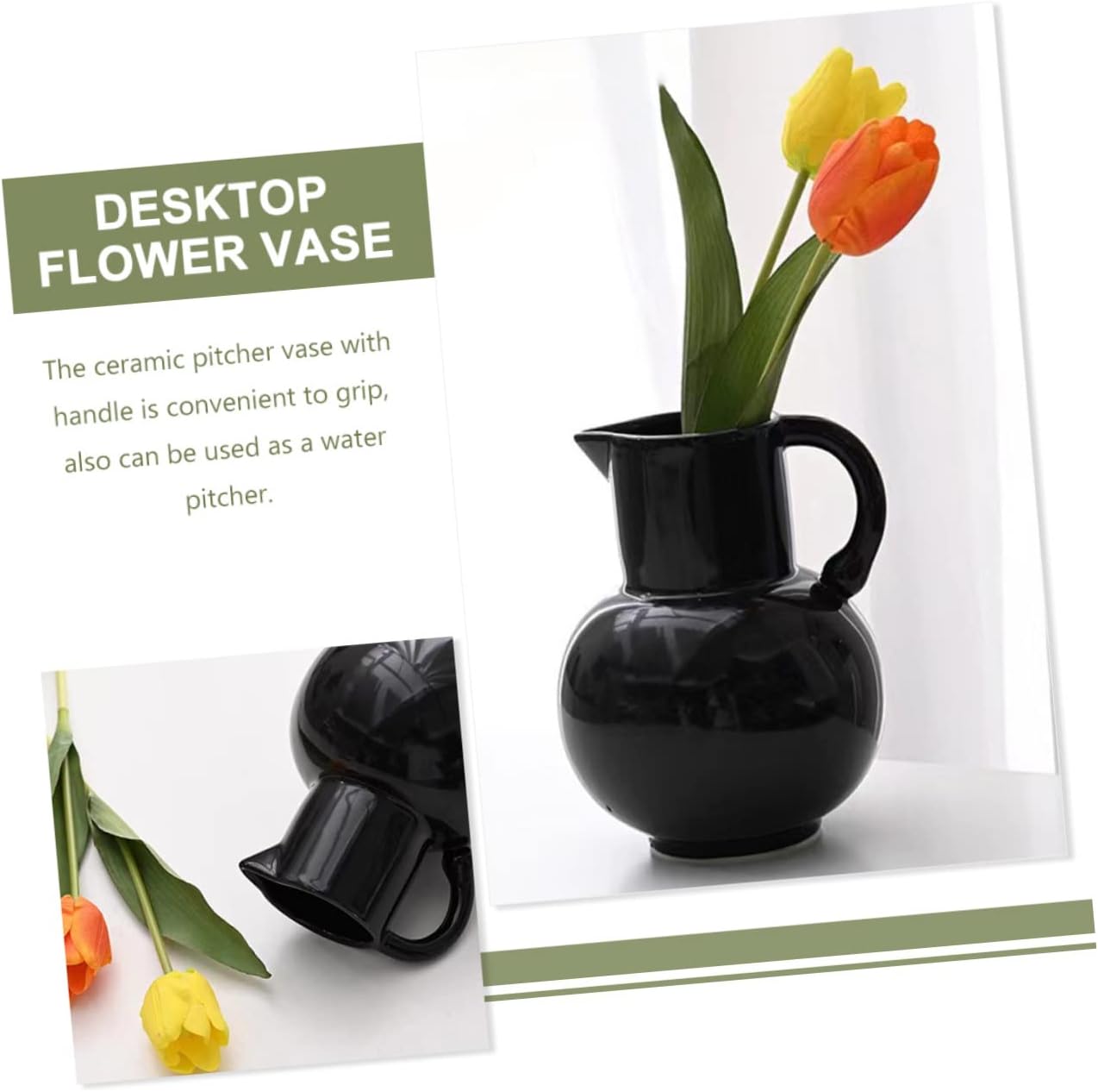 STOBAZA Ceramic Pitcher Vase for Home Decor