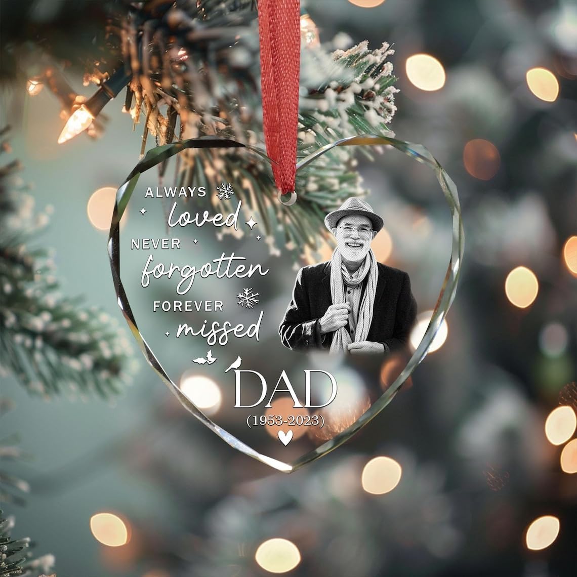 Custom Photo Memorial Christmas Ornament - Mom Loss Dad Memorial Personal Memory Keepsake