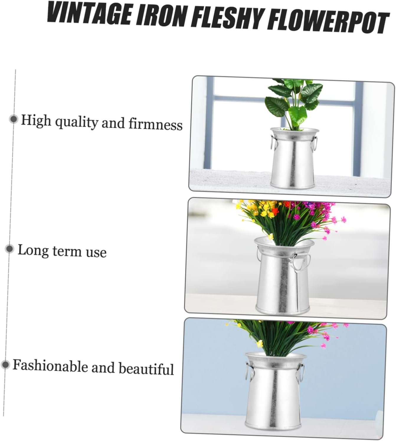 3pcs Rustic Flower Planter Iron Art Vase for Garden Decor