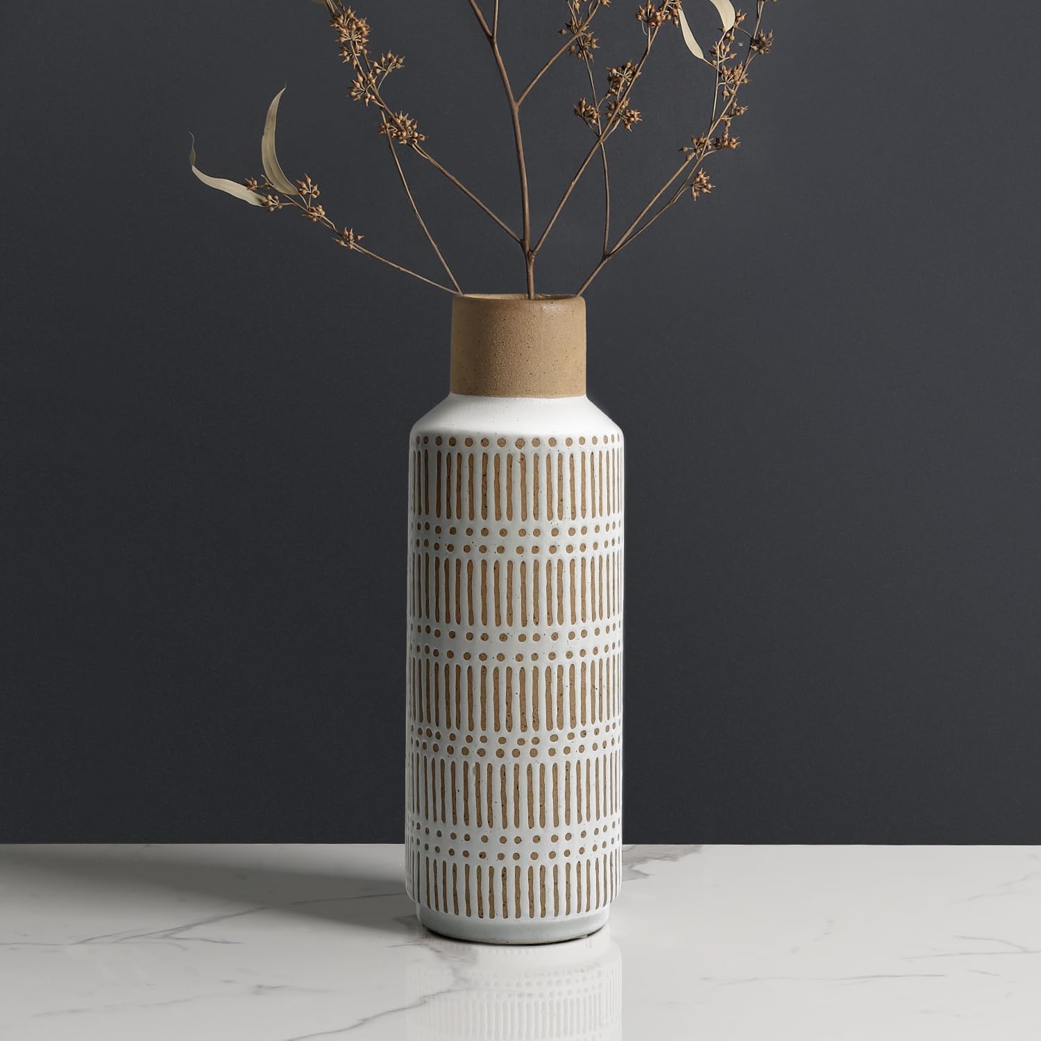Rustic Ceramic Vase 1102 Inch Farmhouse Style Decor
