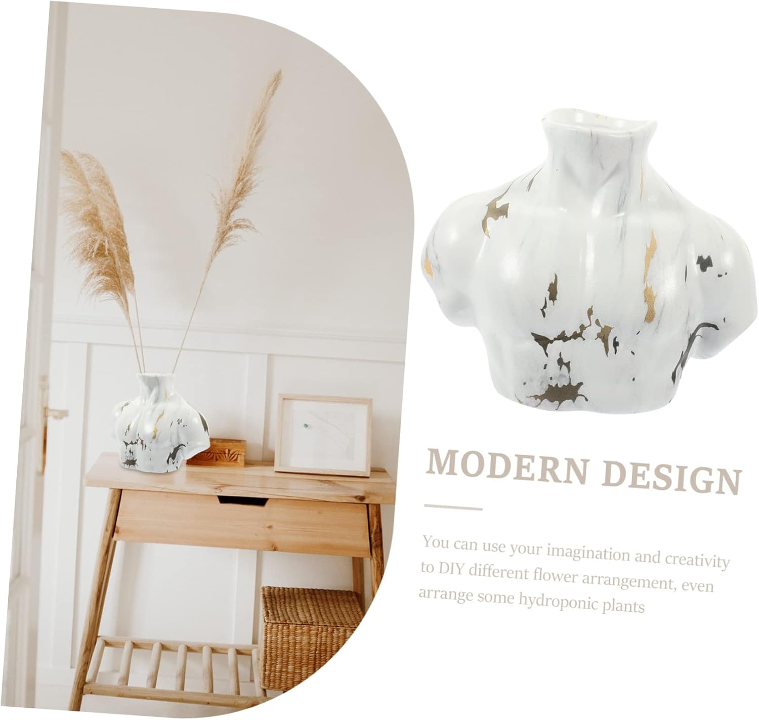 Ceramic Marble Flower Vase for Modern Home Decor