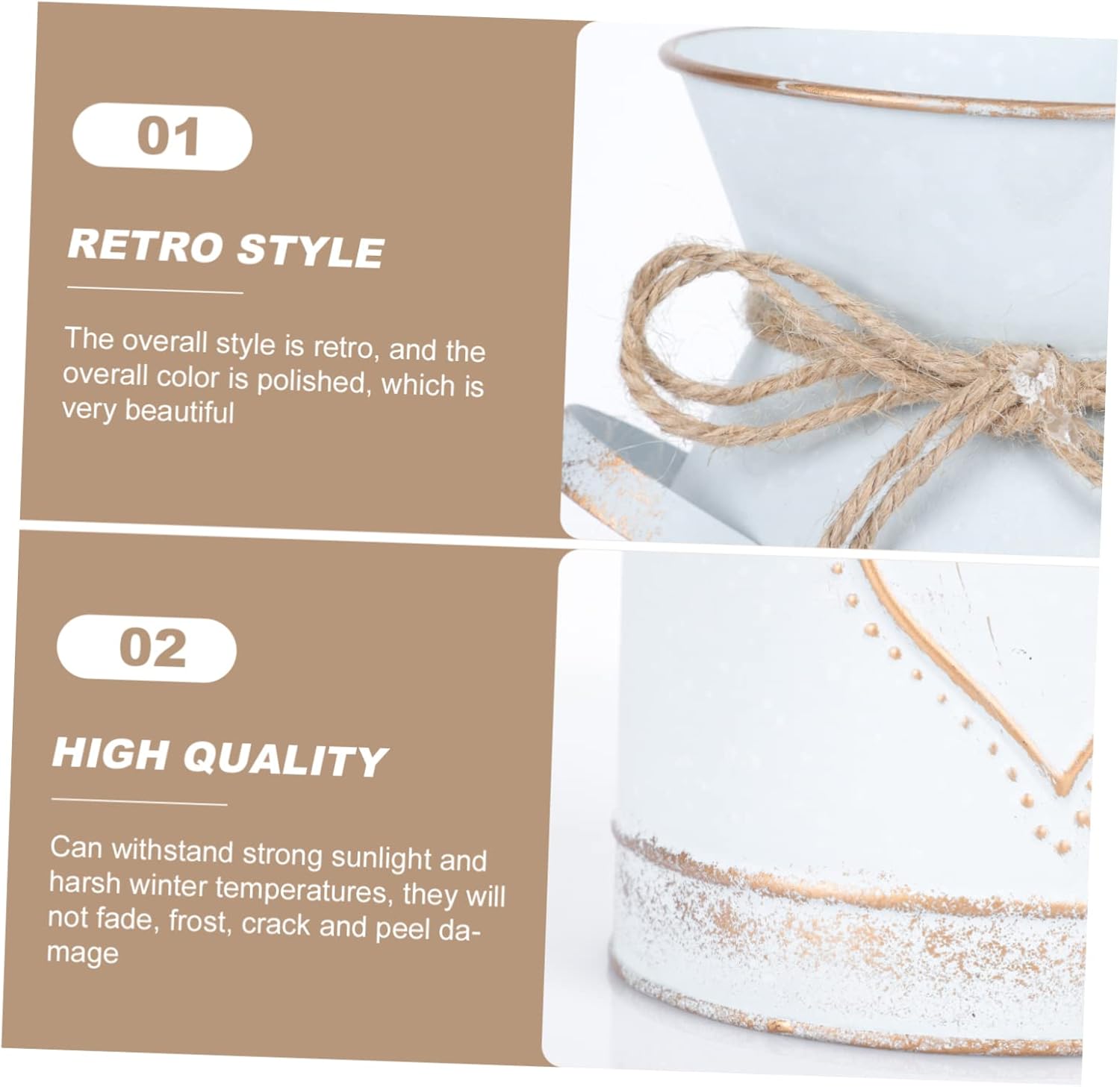 Vintage Galvanized Flower Vase Rustic Decorative Pot