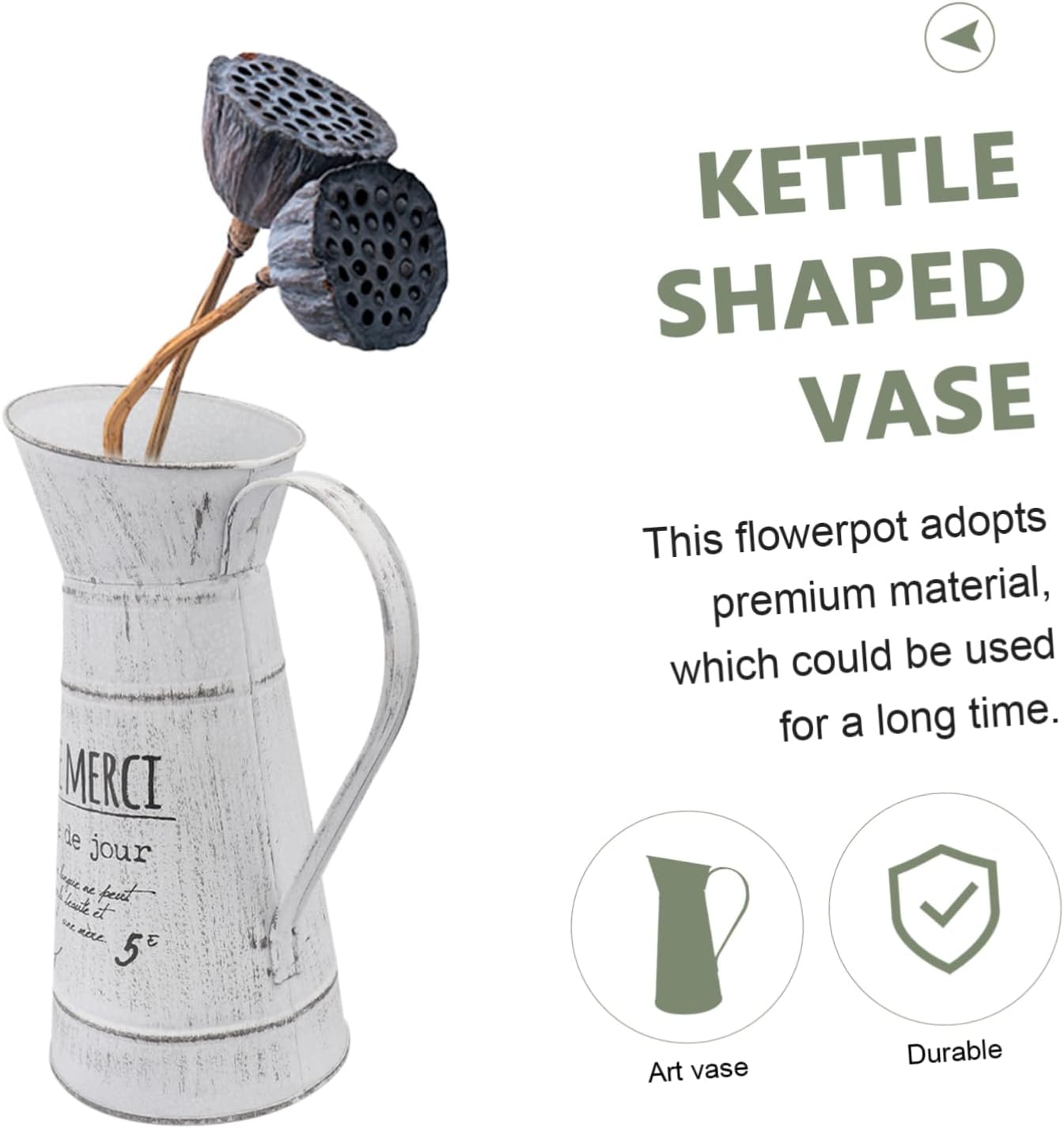 Retro Iron Kettle Vase for Home and Garden Decor