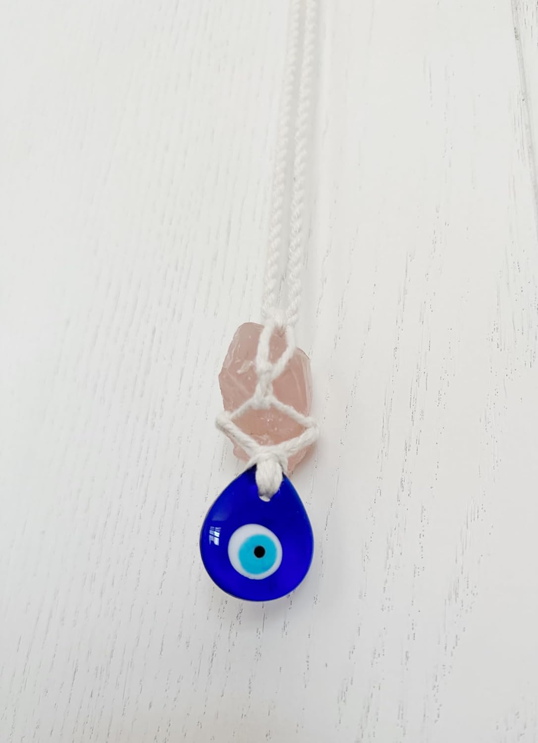 Bigbabybig Hanging Car Charm Natural Crystal Evil Eye Hemp Rope Protection Amulet