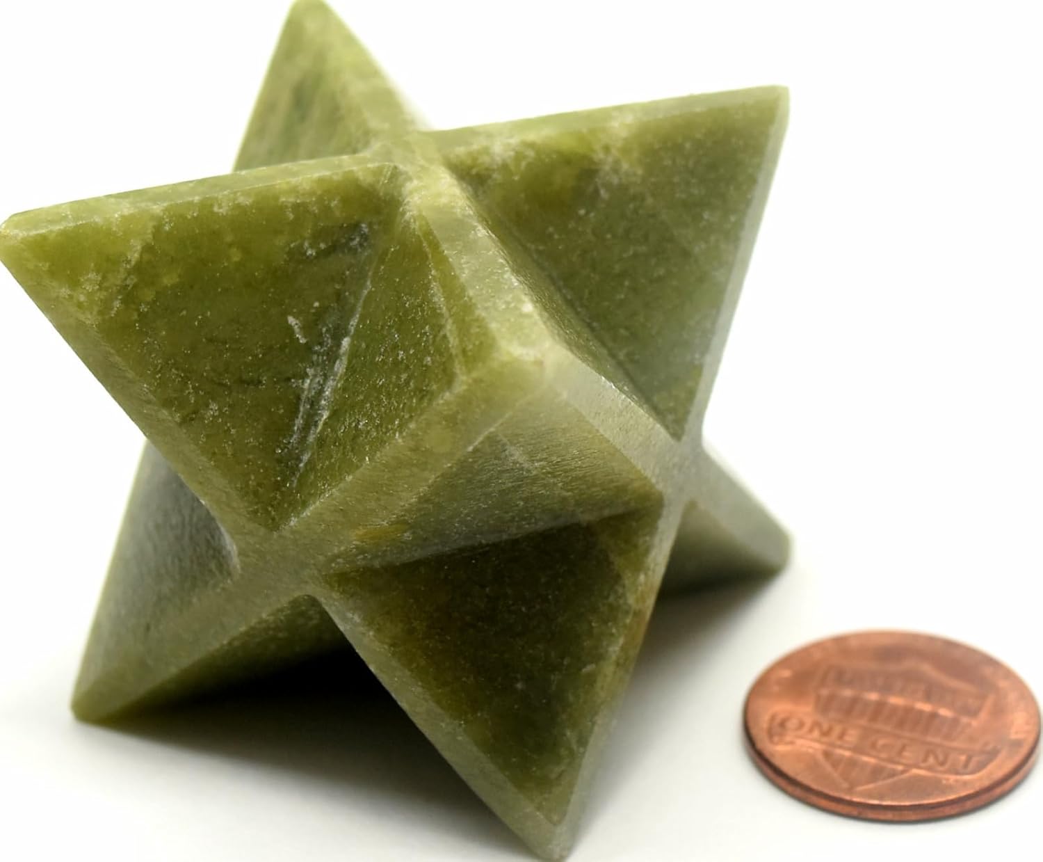 24 Rich Green Vesuvianite 8 Point Merkaba Carved Star Crystal