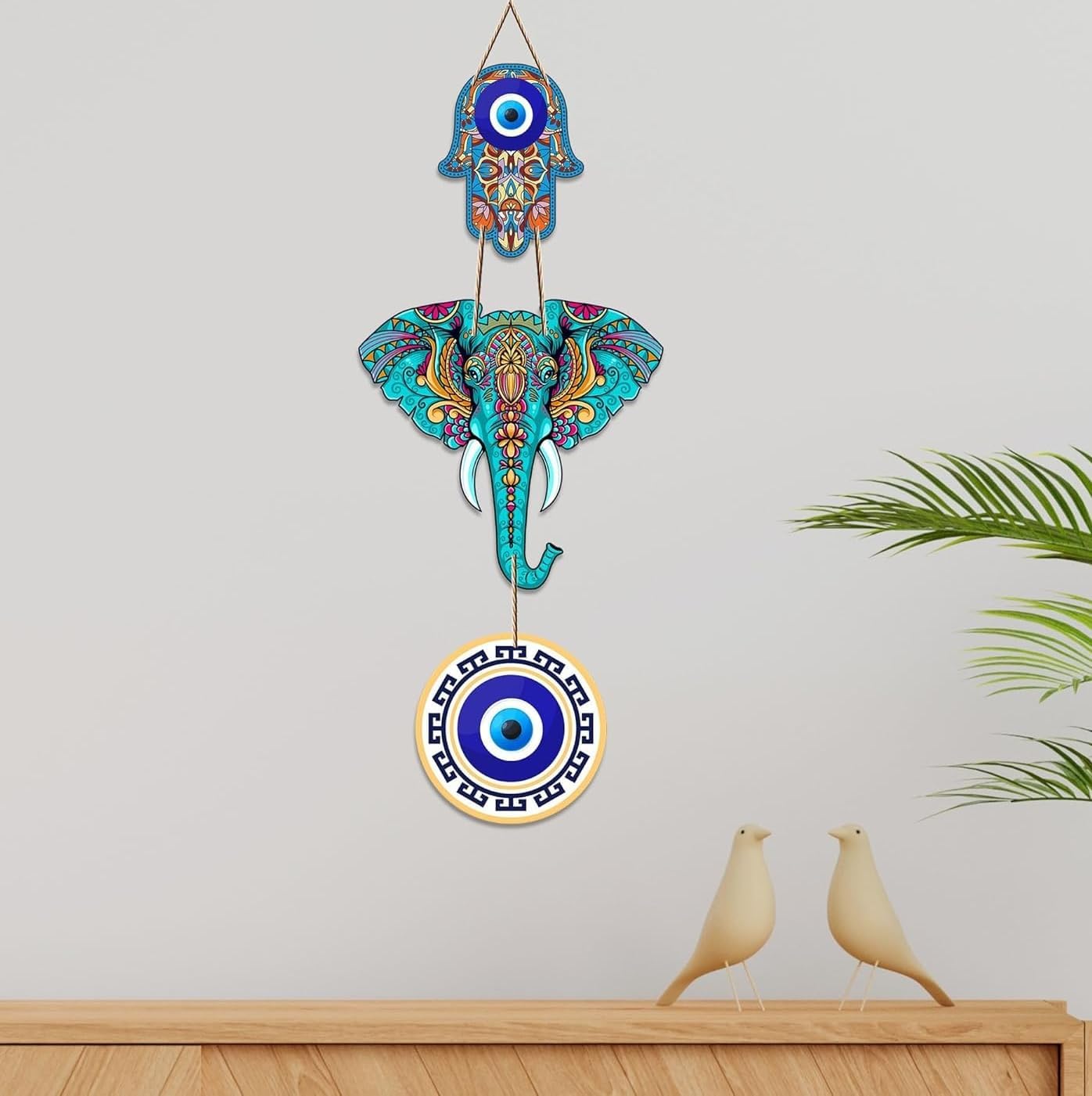 GoldenGrace Elephant Evil Eye Wall Hanging Decor