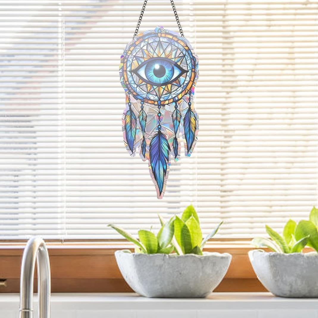 Fantasy Devil Eye Sun Catcher Colorful Stained Glass Decor