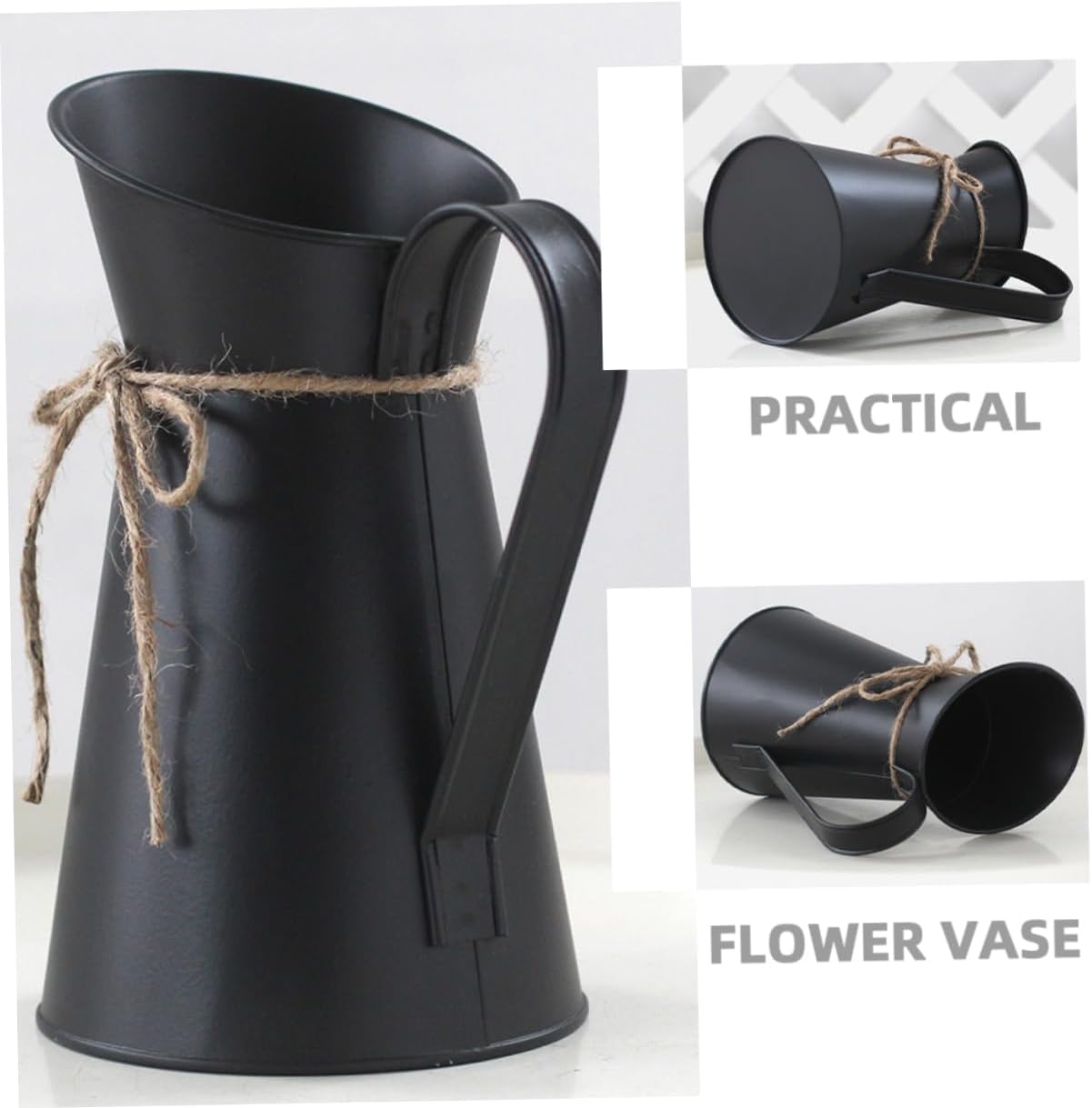 VINTORKY Rustic Metal Flower Vase for Vintage Home Decor