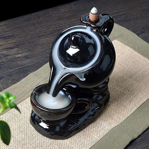 Kettle Design Backflow Incense Holder with 10 Free Cones