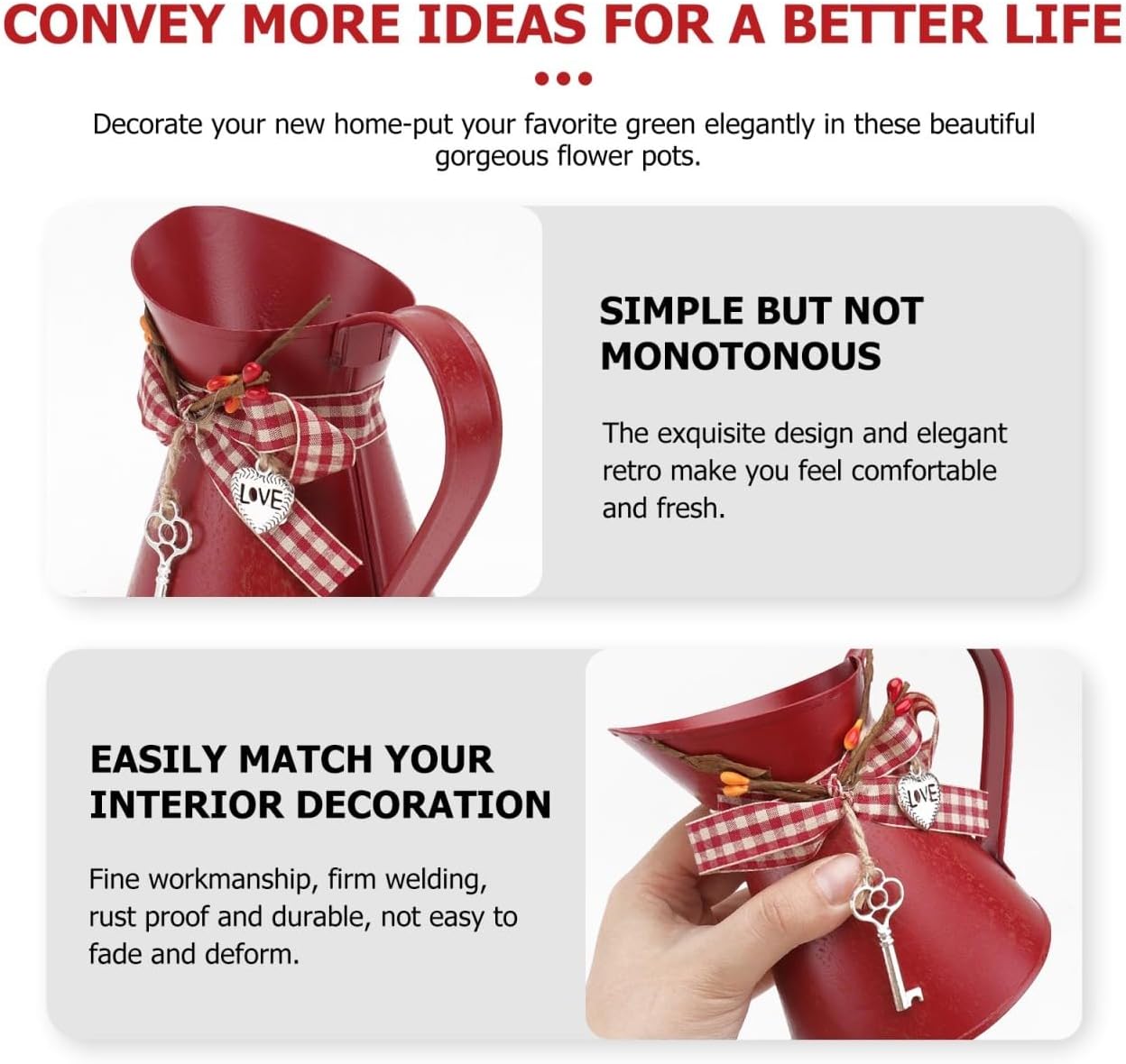Kettle Shaped Iron Flower Vase for Home Decor