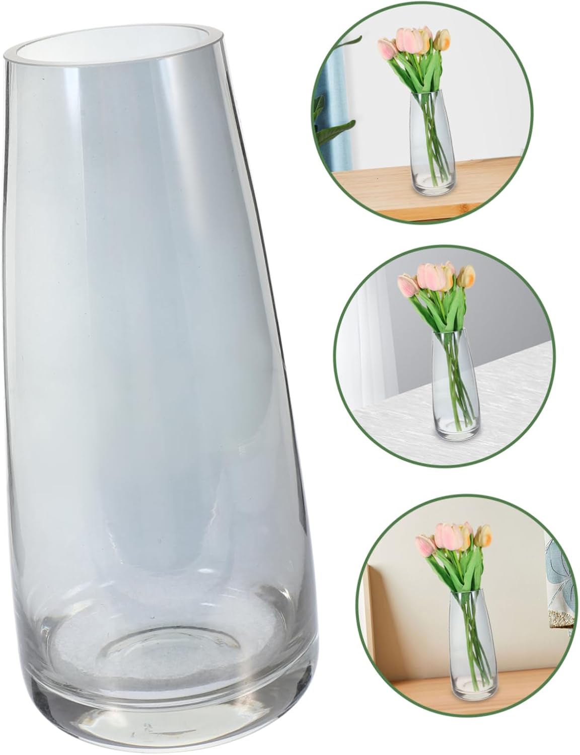Modern Iridescent Glass Vase for Home Decor and Hydroponic Use