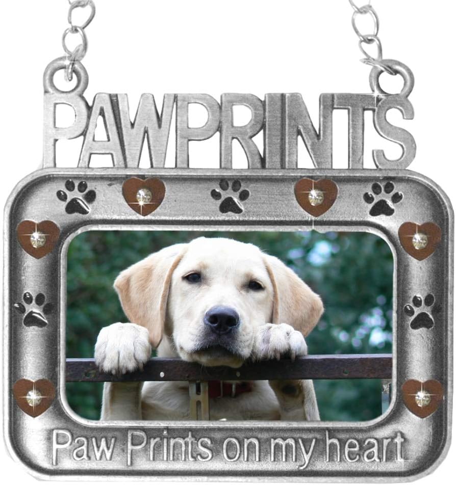 Pet Memorial Ornament with Paw Prints and Photo Frame