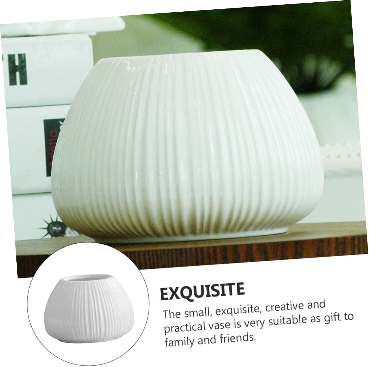 Vertical Striped Ceramic Flower Vase for Home Decor