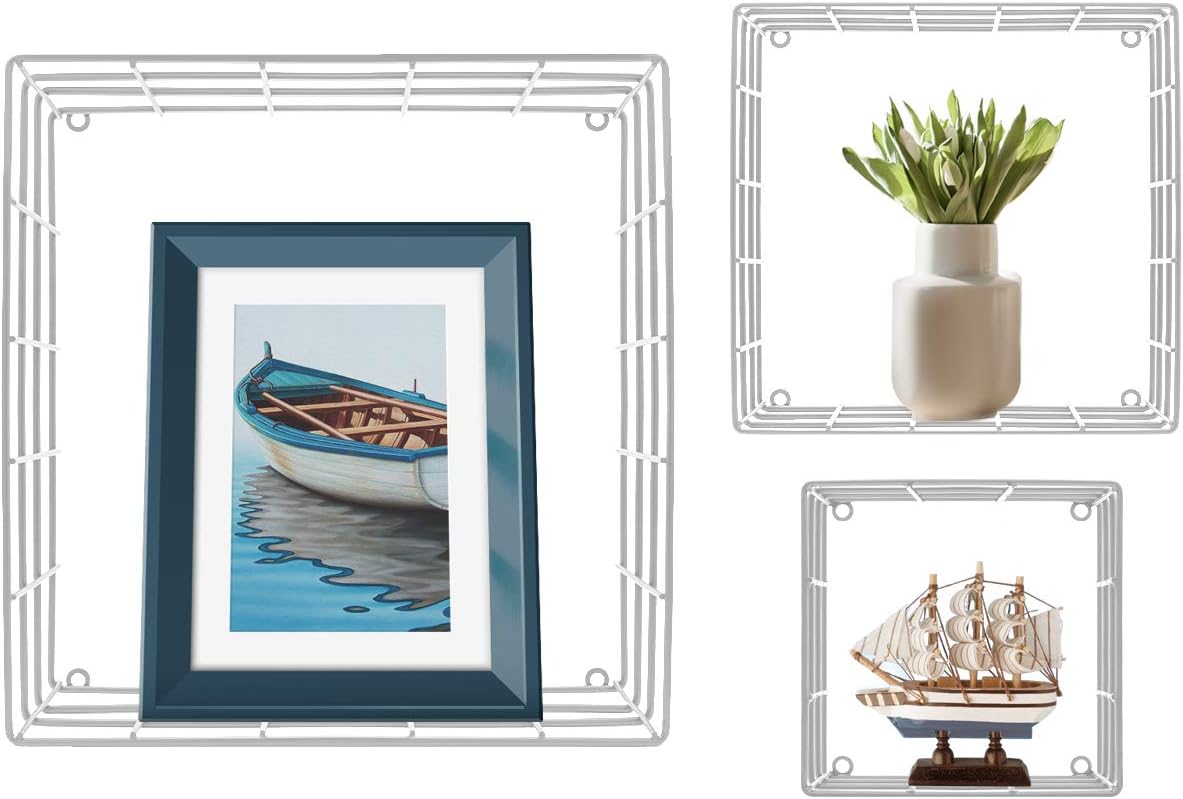 Sorbus Floating Square Shelves Set of 3 White
