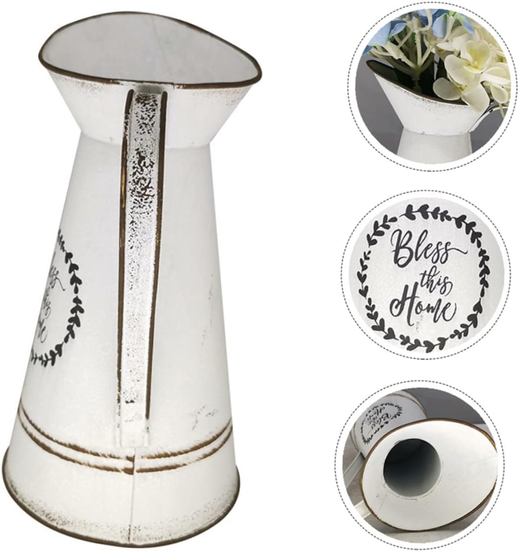 1pc Rustic Country Style Flowerpot for Home Decor Vintage White Duckbill Design