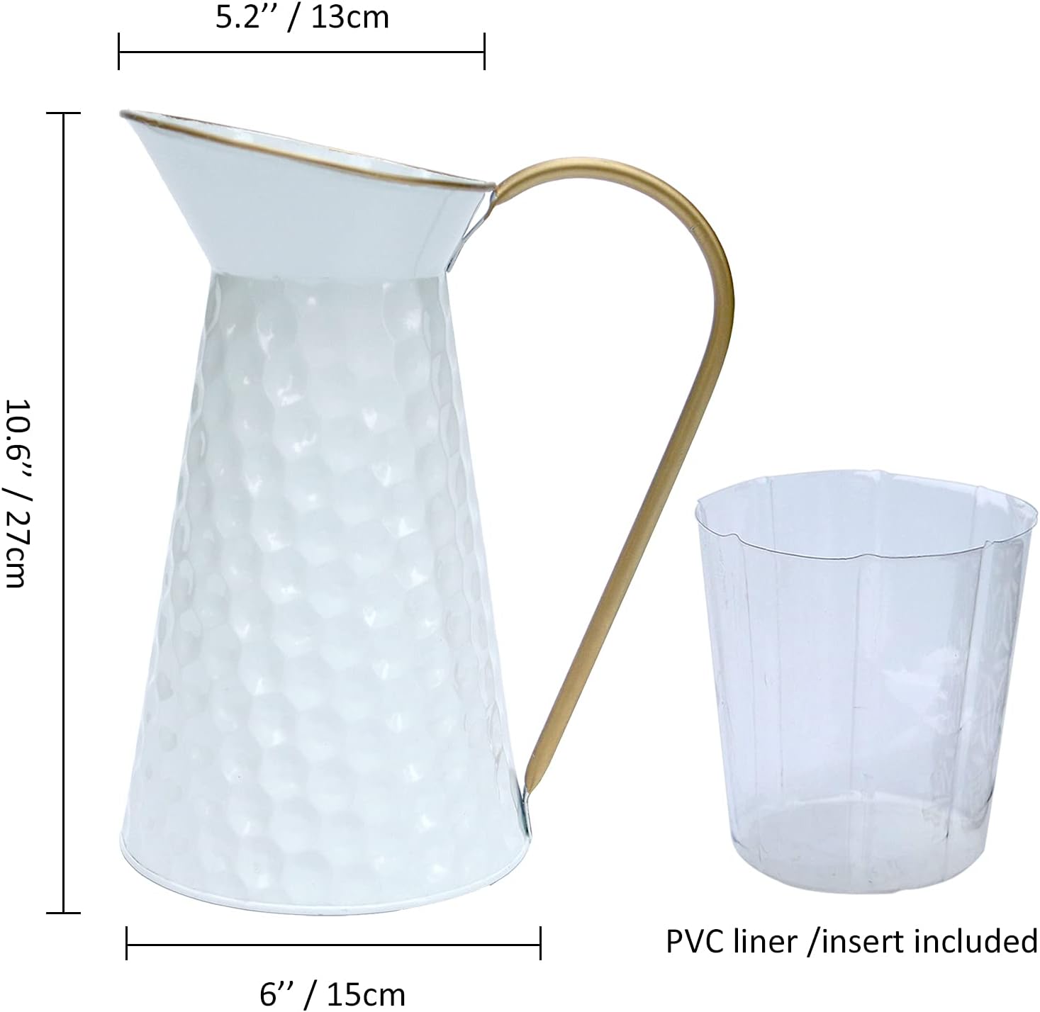 Elegant White Metal Flower Vase for Farmhouse Decor