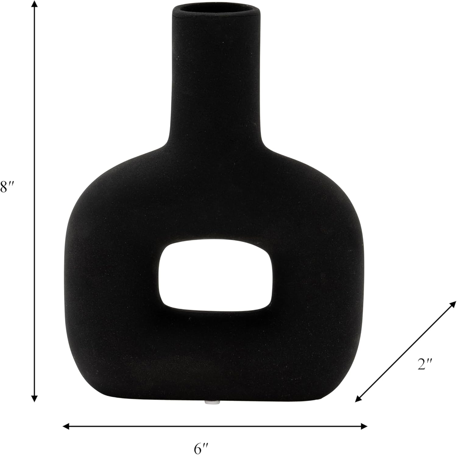Sagebrook Home Modern Stoneware Vase - Matte Black 8 Inch