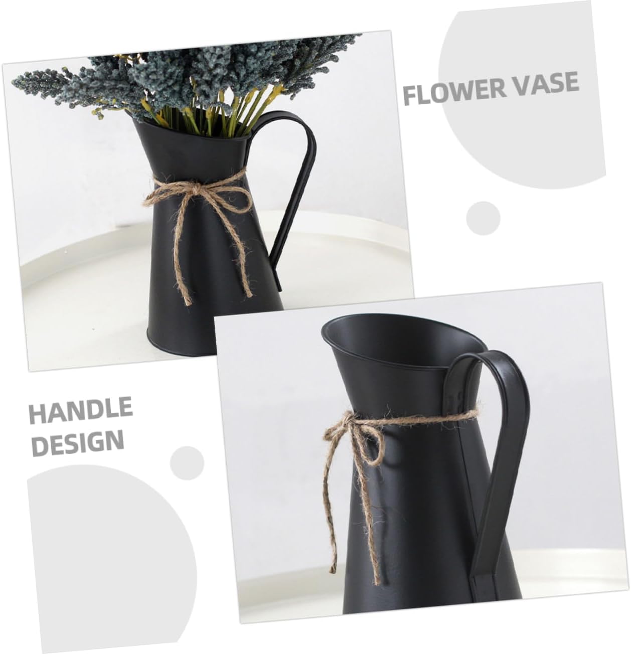 VINTORKY Rustic Metal Flower Vase for Vintage Home Decor