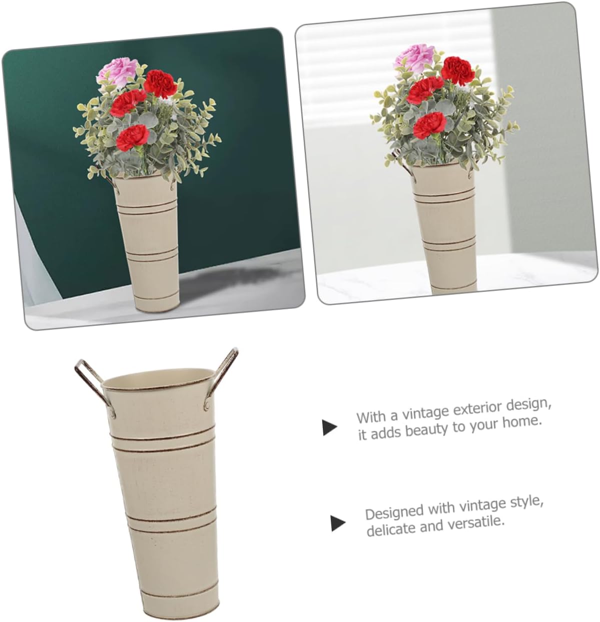 STOBAZA Iron Flower Bucket Vintage Decorative Vase