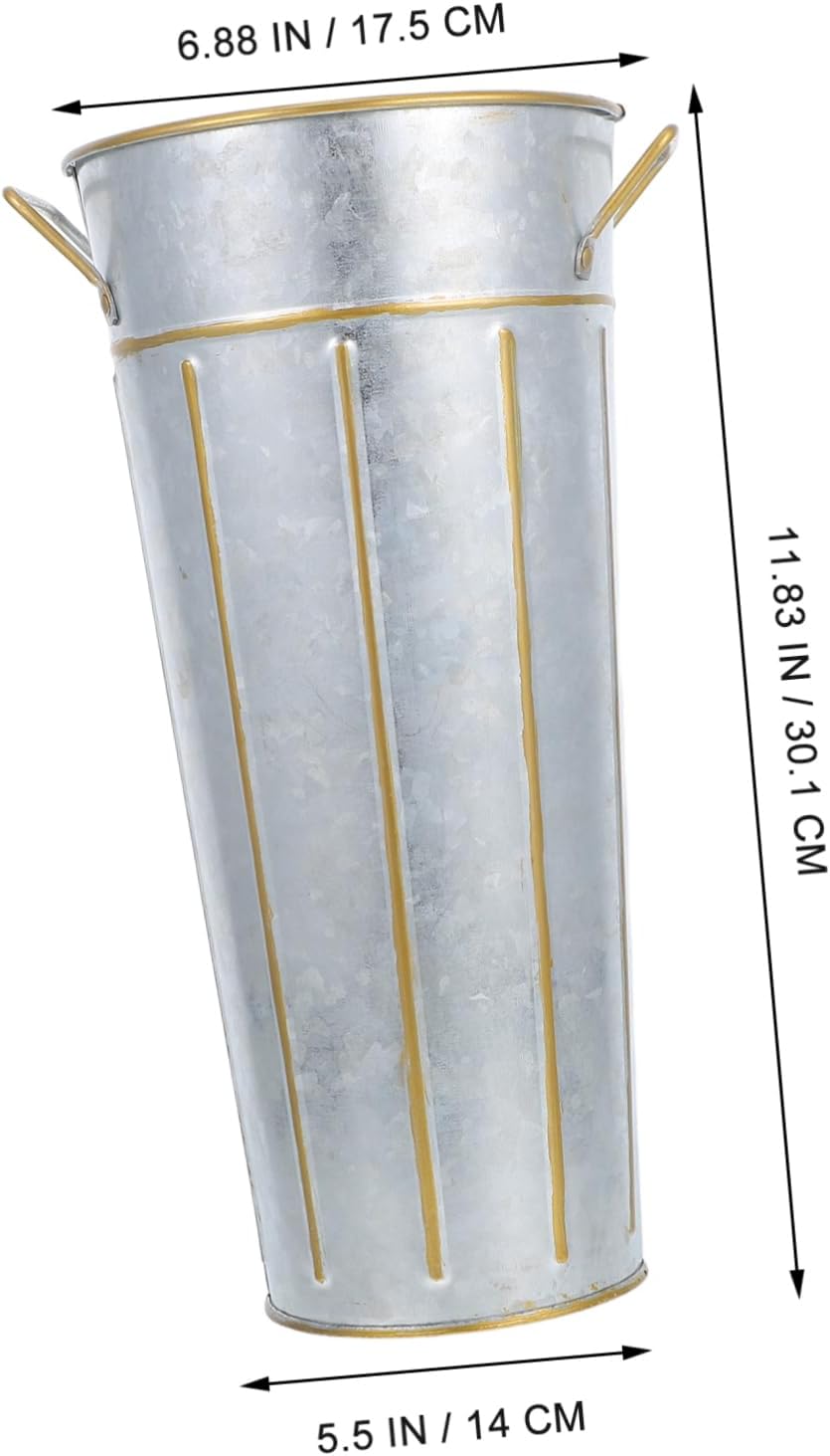 Vintage Iron Flower Arrangement Vase Rustic Decor