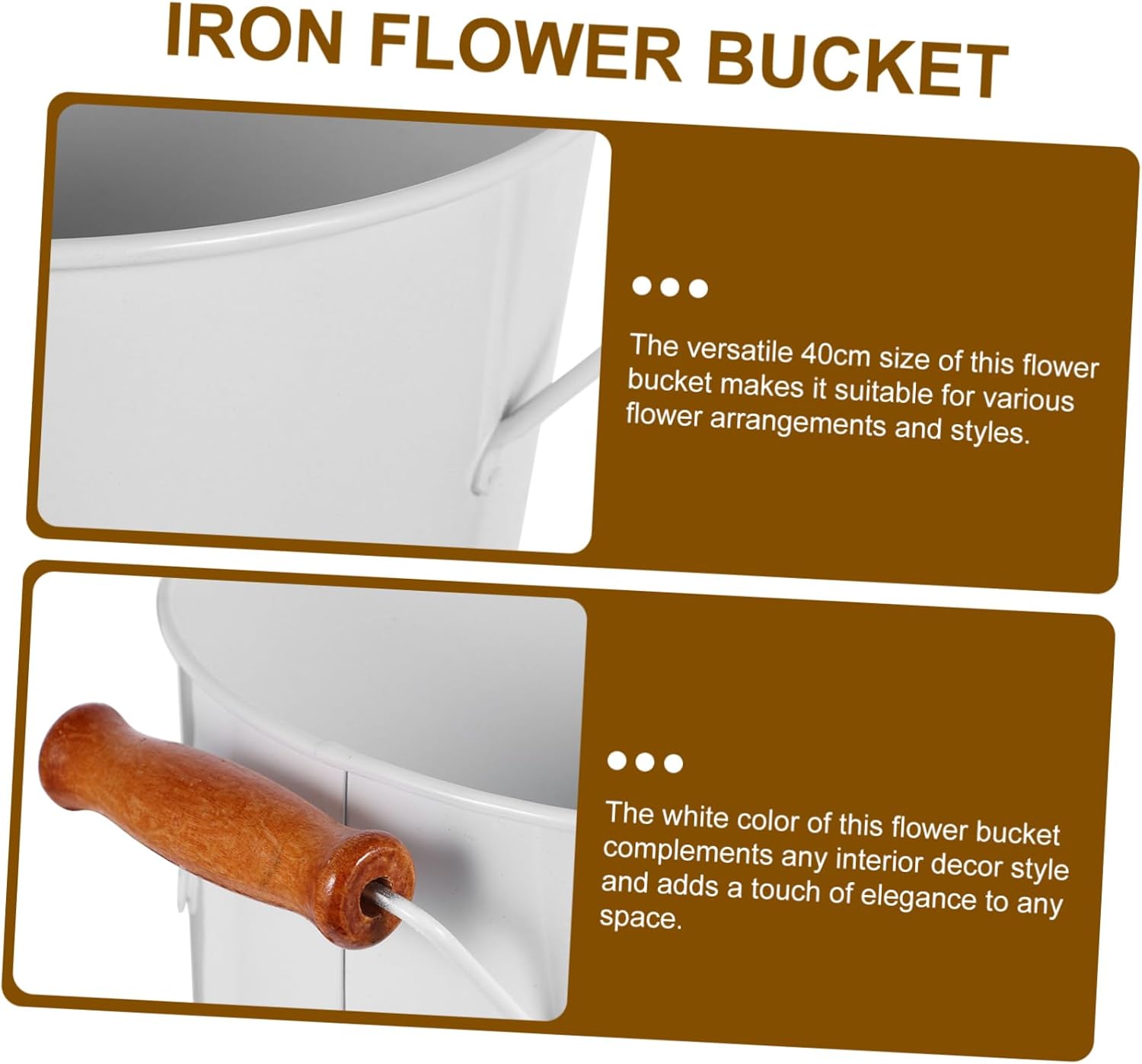 Rustic Vintage Flower Bucket Handle Vase for Farmhouse Decor