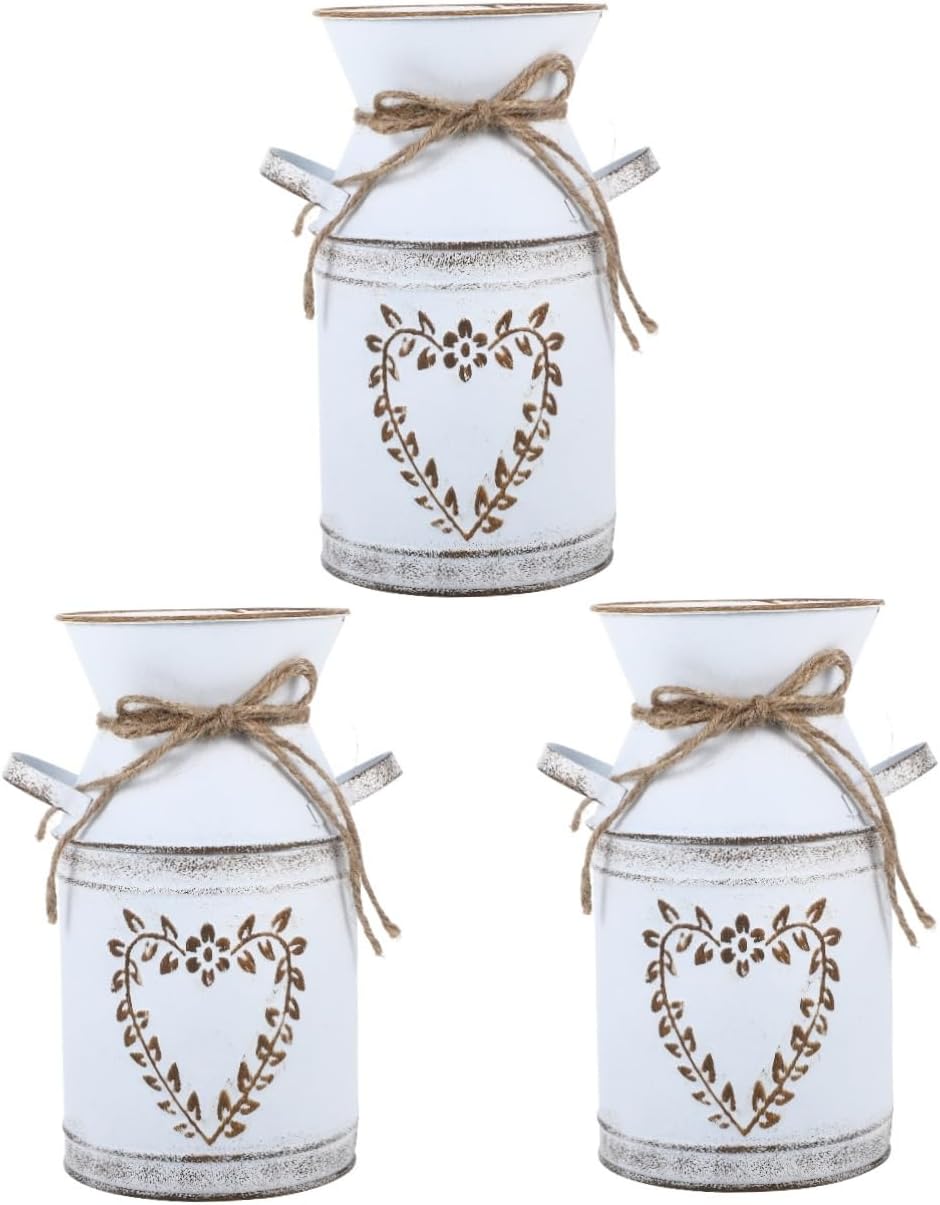 STOBAZA 3pcs Vintage Flower Vase with Leaf Design