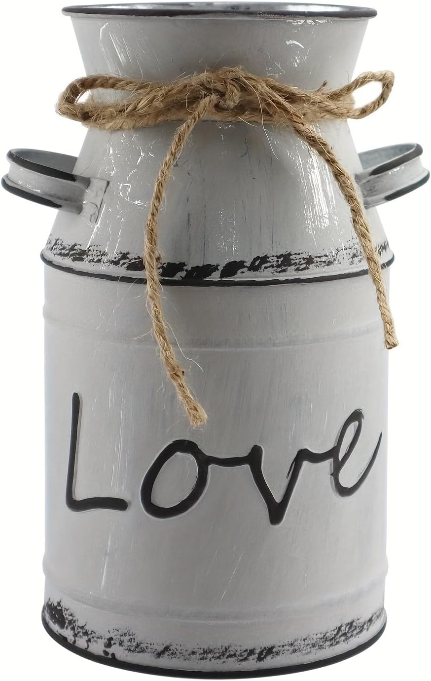 Love Pattern Vase Galvanized Antique Gray 76 Inch
