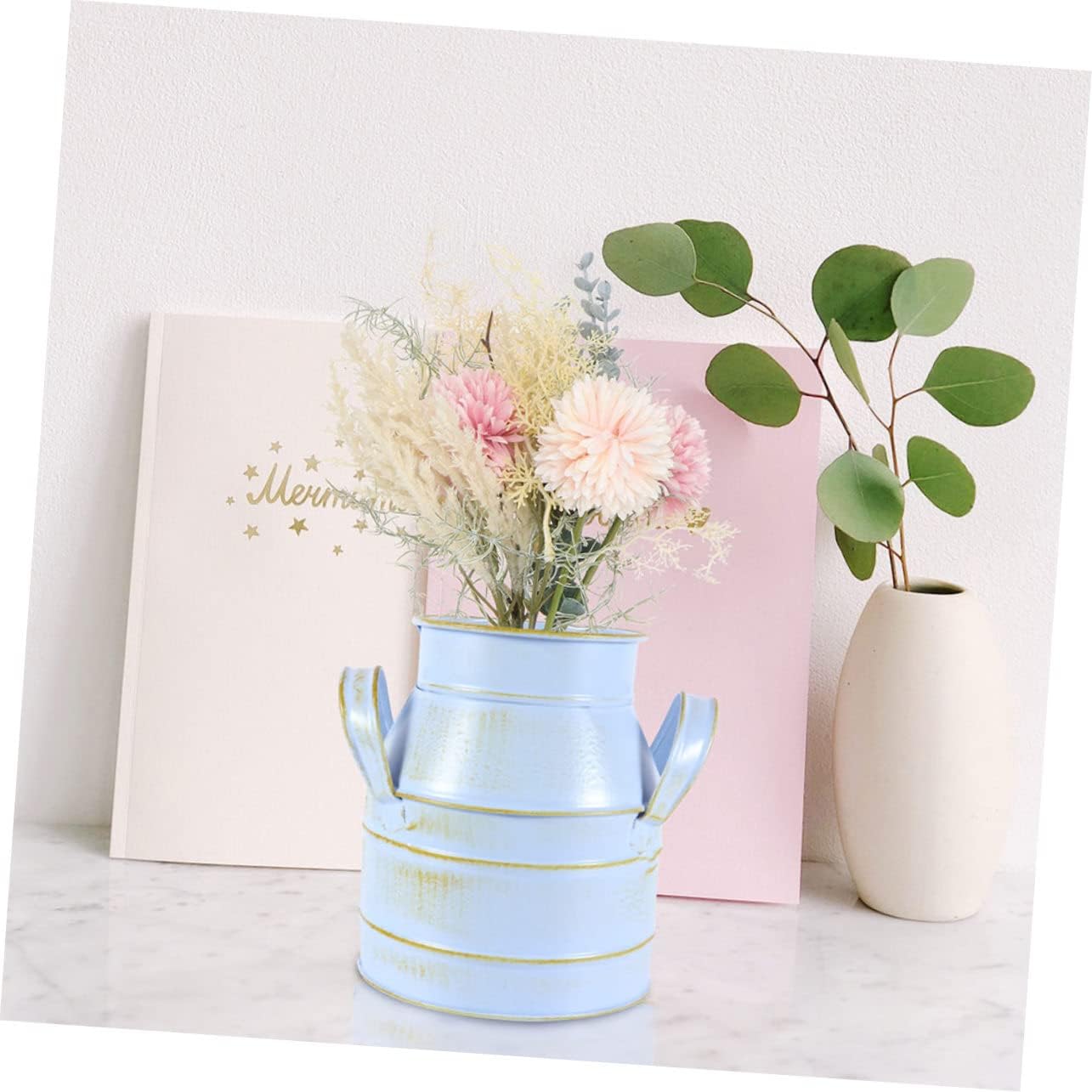 2pcs Decorative Flower Buckets Iron Art Vintage Home Decor Vase