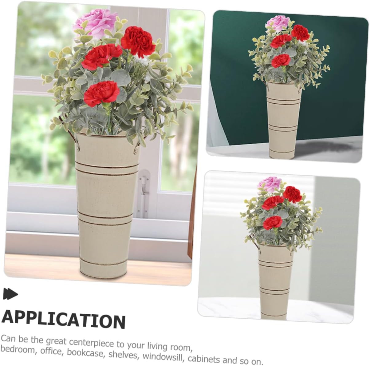 STOBAZA Iron Flower Bucket Vintage Decorative Vase