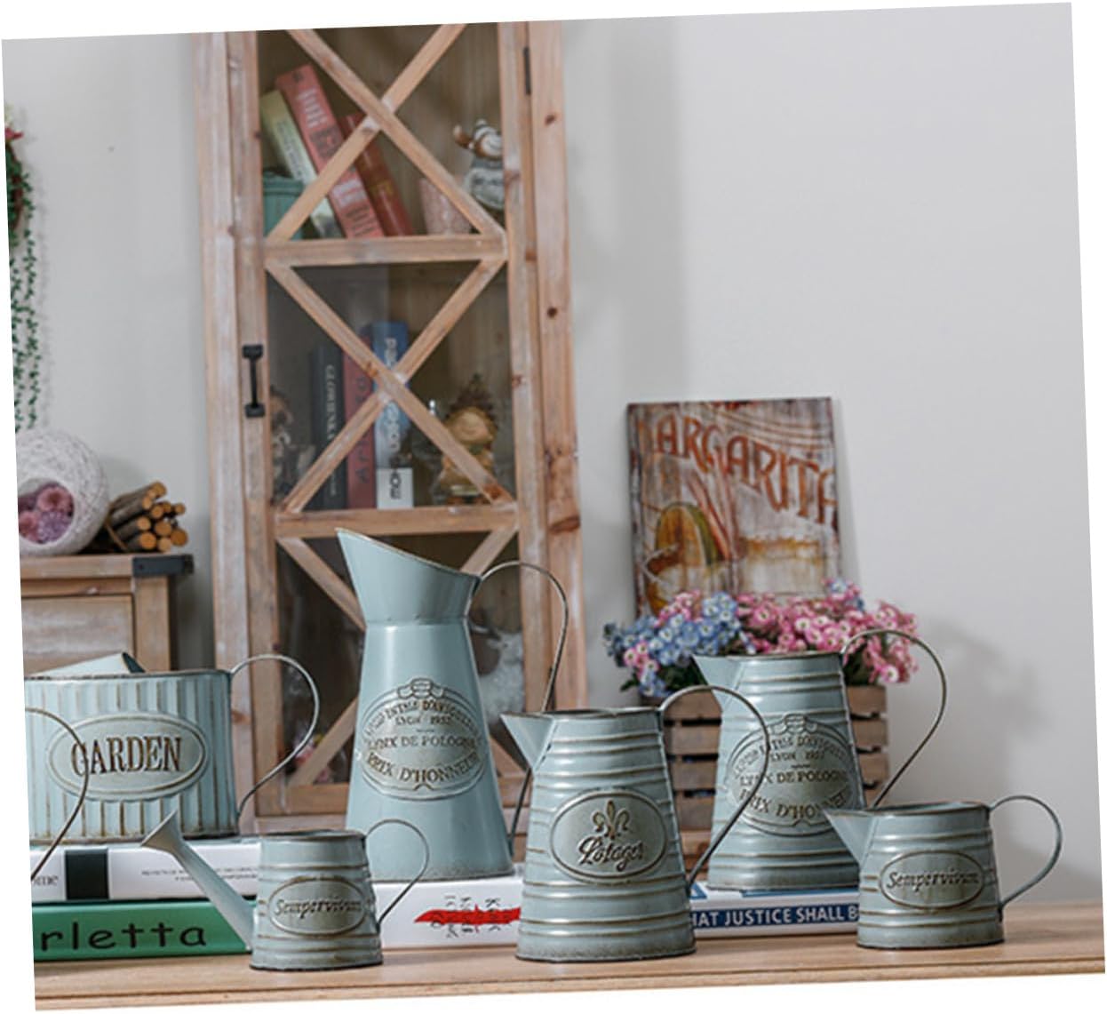 Antique Iron Flowerpot Decorative Vase for Home Office Bonsai Arrangement Vintage Design 2pcs Set