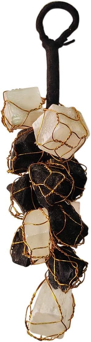 FIRSTRAY Natural Black Tourmaline and Selenite Hanging Ornament