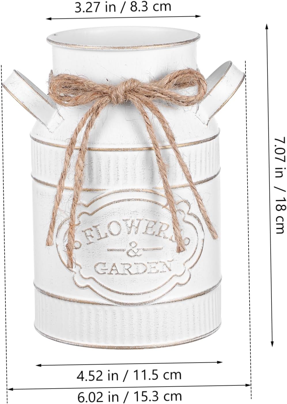 Rustic Galvanized Metal Flower Bucket Vintage Decorative Vase