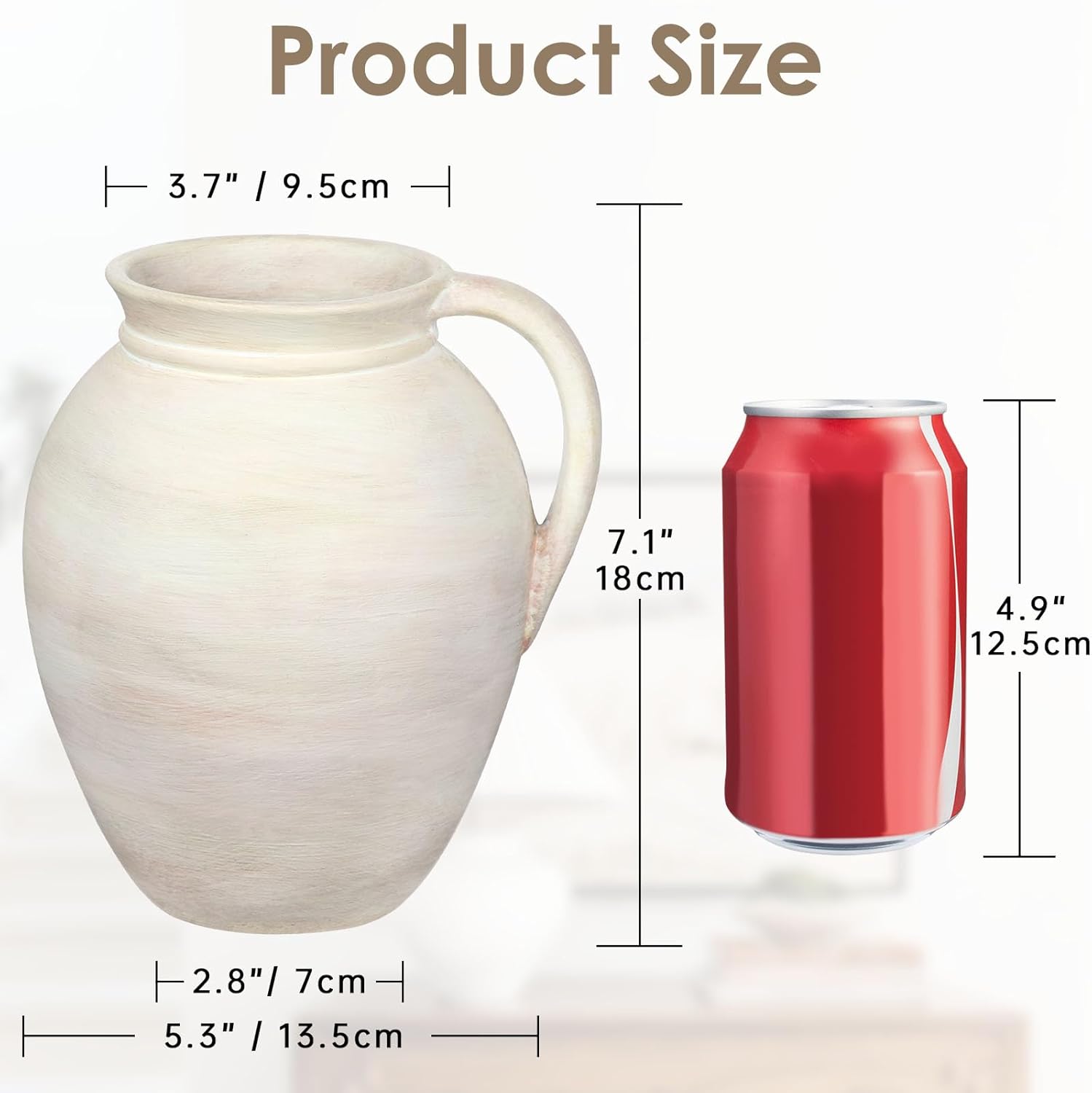 Ceramic Rustic Farmhouse Vase - 71 Inch Centerpiece Pitcher