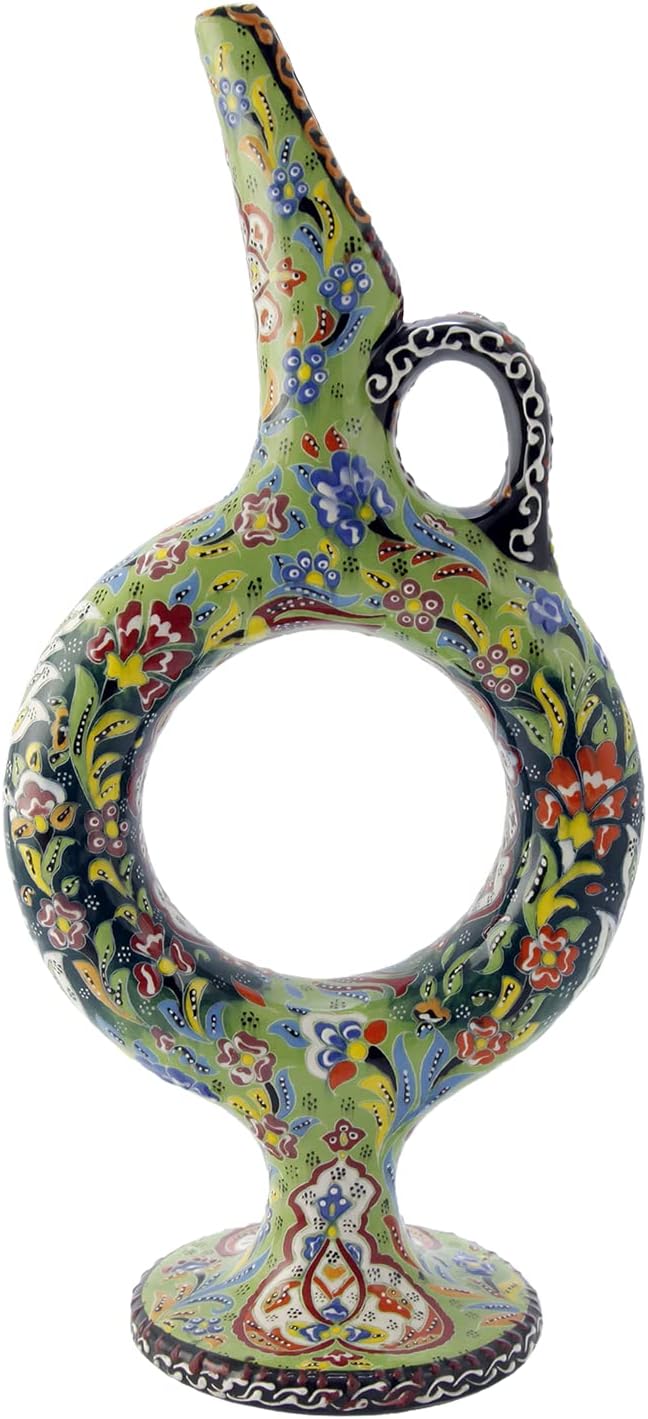 EliPOT Extra Large Hittite Ceramic Vase Black Light Green