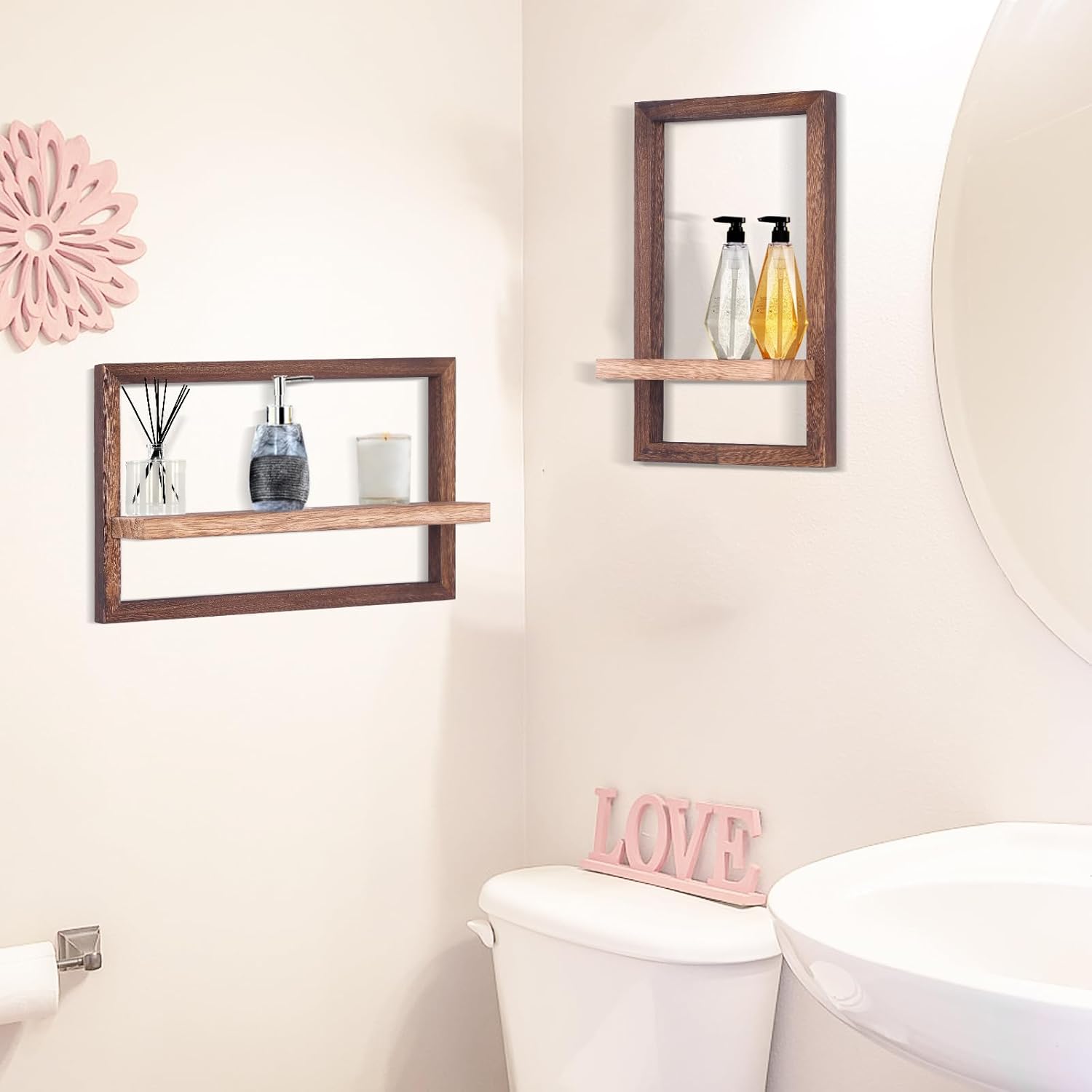 Square Floating Shelves Set of 4 Modern Wood Wall Decor