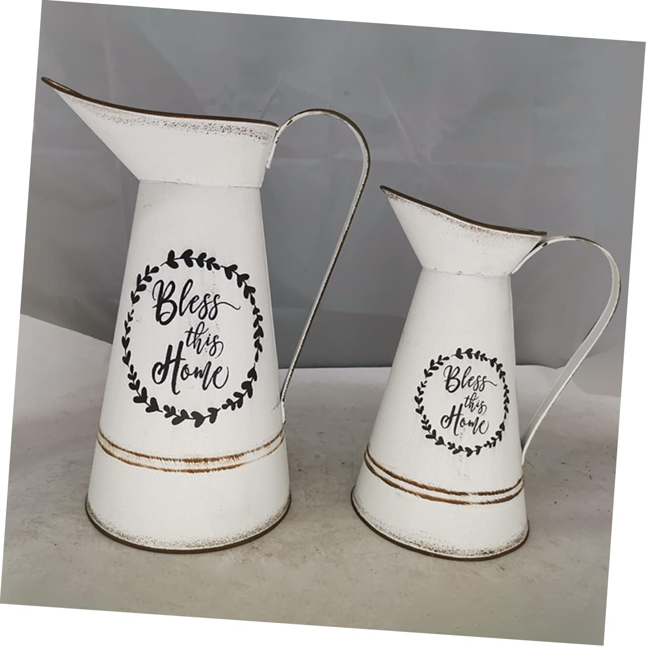 STOBAZA Rustic Vintage White Flowerpot Vase for Home Decor