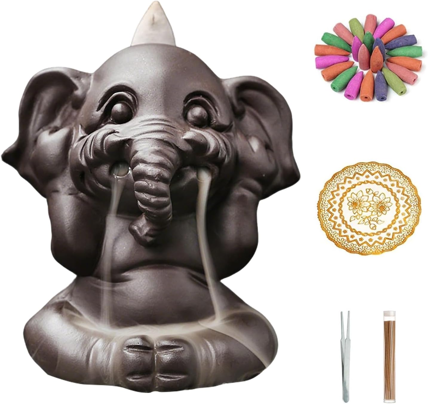Comeon Backflow Incense Burner Set with Mat and Tweezers