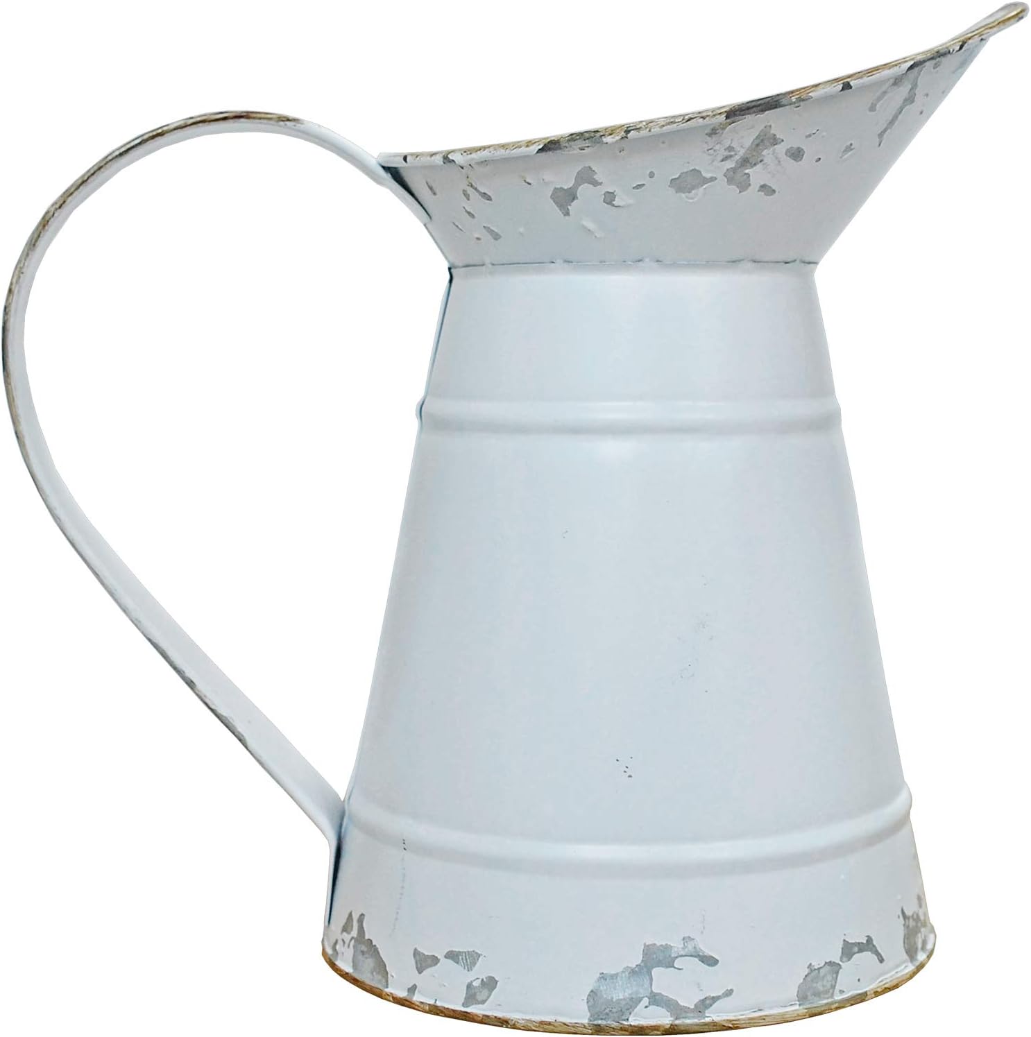 White Rustic Shabby Chic Metal Flower Vase
