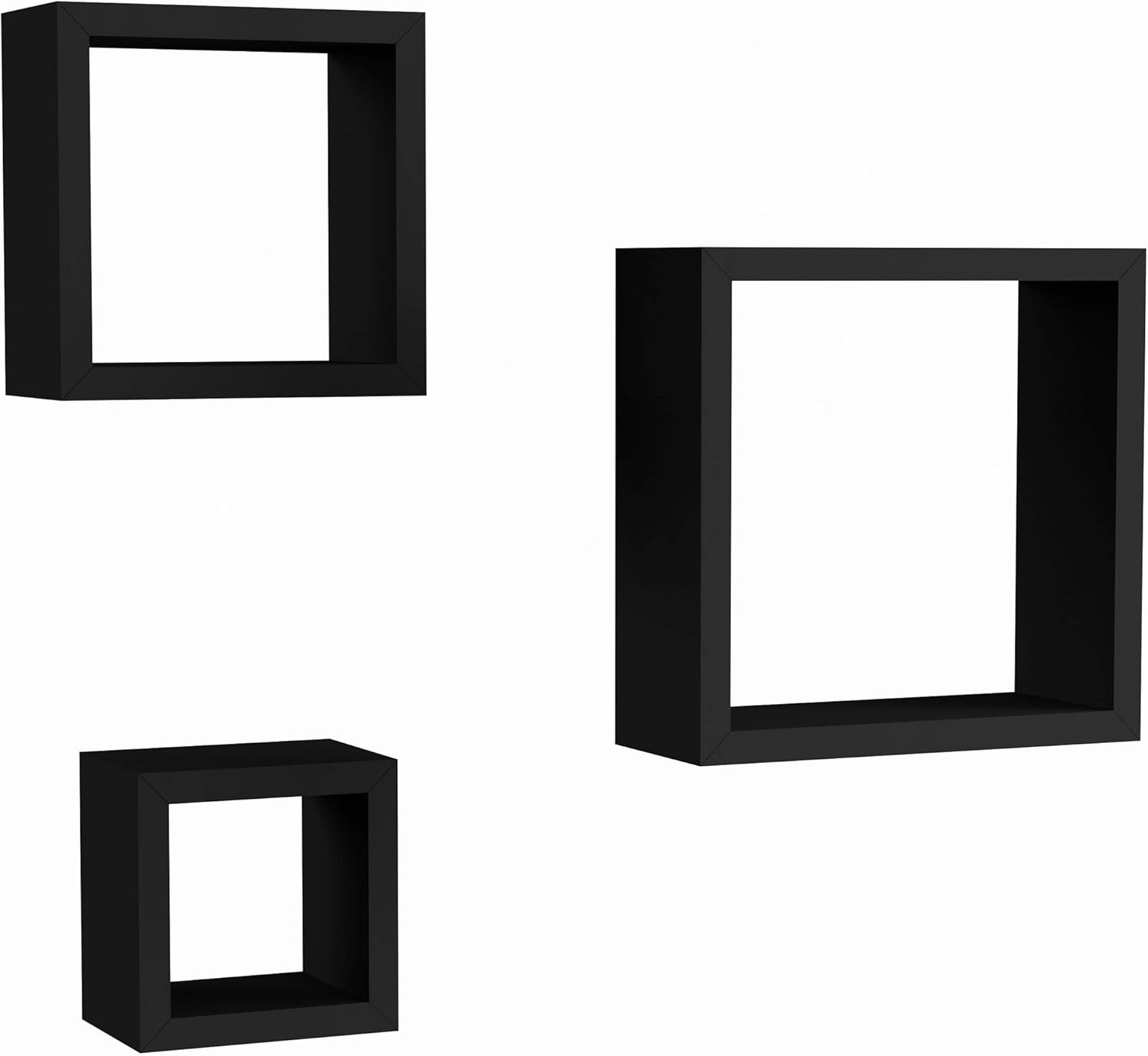 Floating Shelves Cube Wall Shelf Set with Hidden Brackets Black