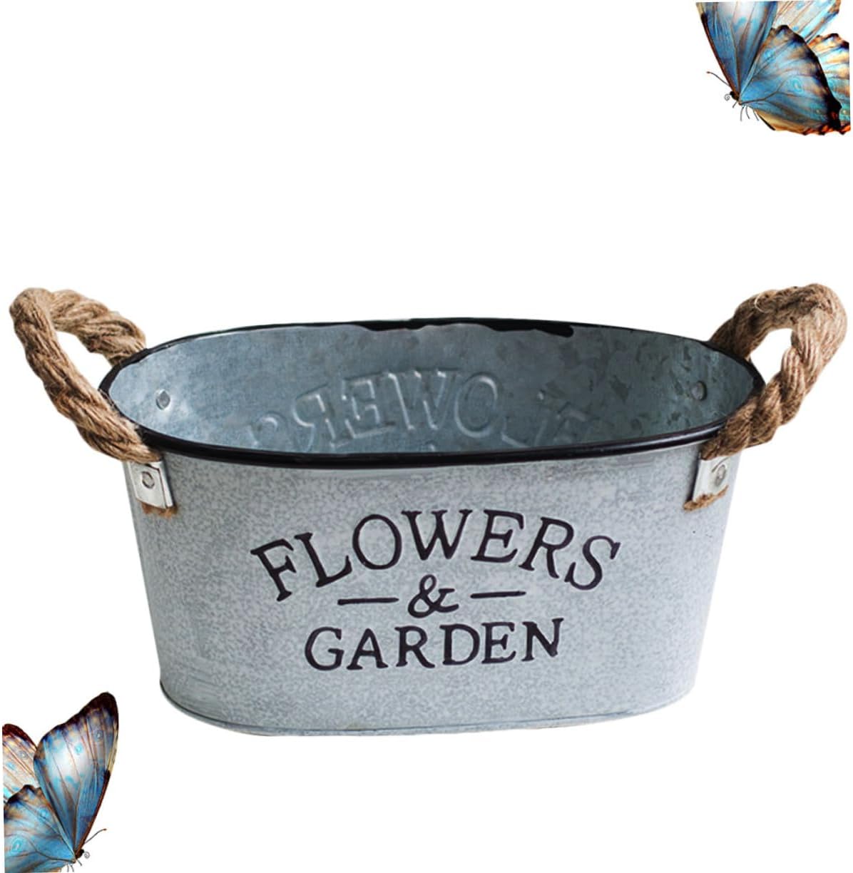Vintage Style Iron Bucket Flower Vase