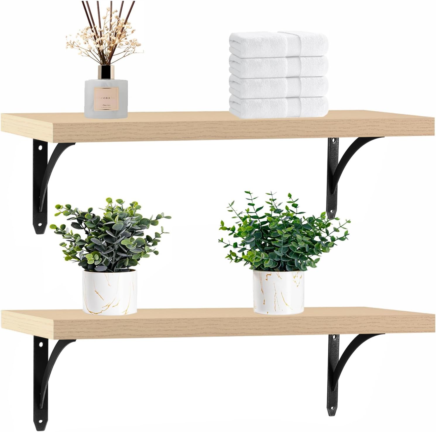 White Oak Floating Shelves Wall Mount Set of 2