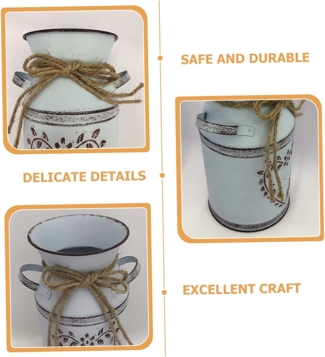 Vintage Metal Bucket Flower Vase for Farmhouse Decor