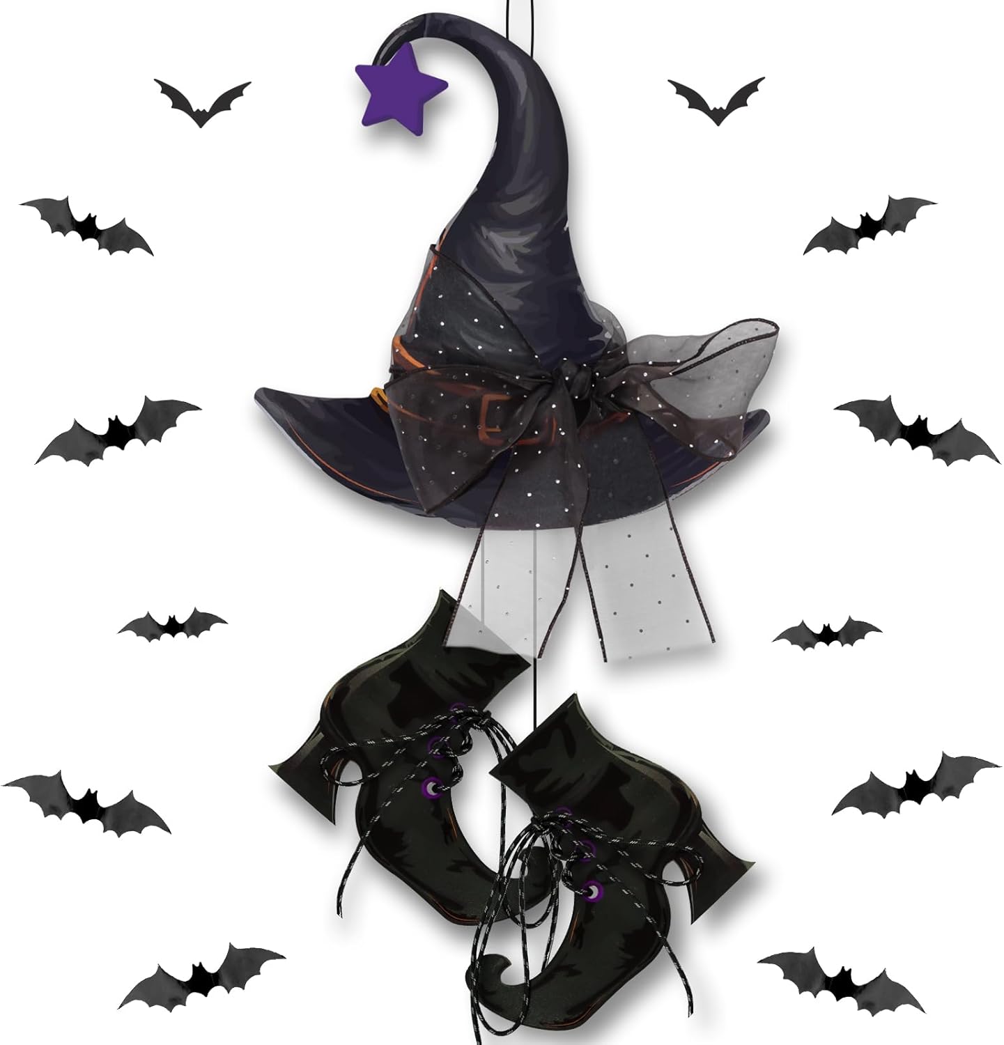 Halloween Witch Door Hanging Decorations with Bats