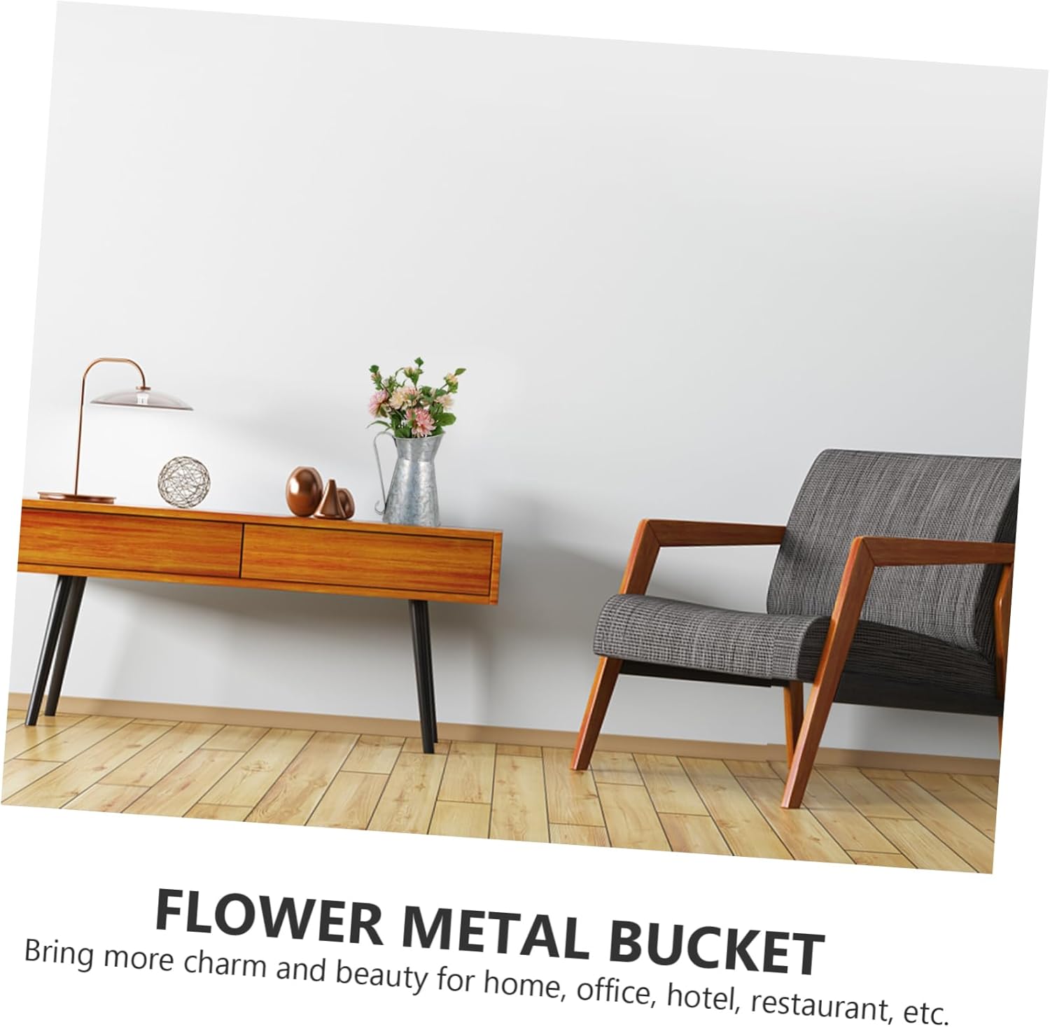 Rustic Iron Flower Vase Vintage Style Decor Bucket