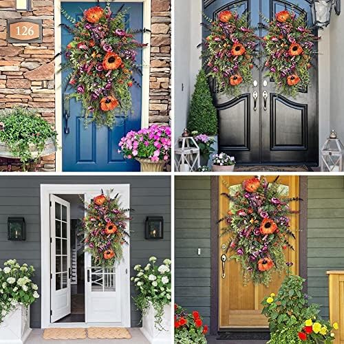 Ochine Spring Front Door Swag Purple Rustic Wreath 1