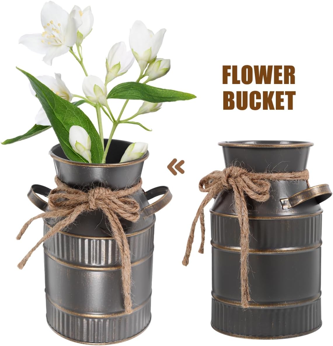 Shabby Chic Milk Can Vase with Handles for Home Decor