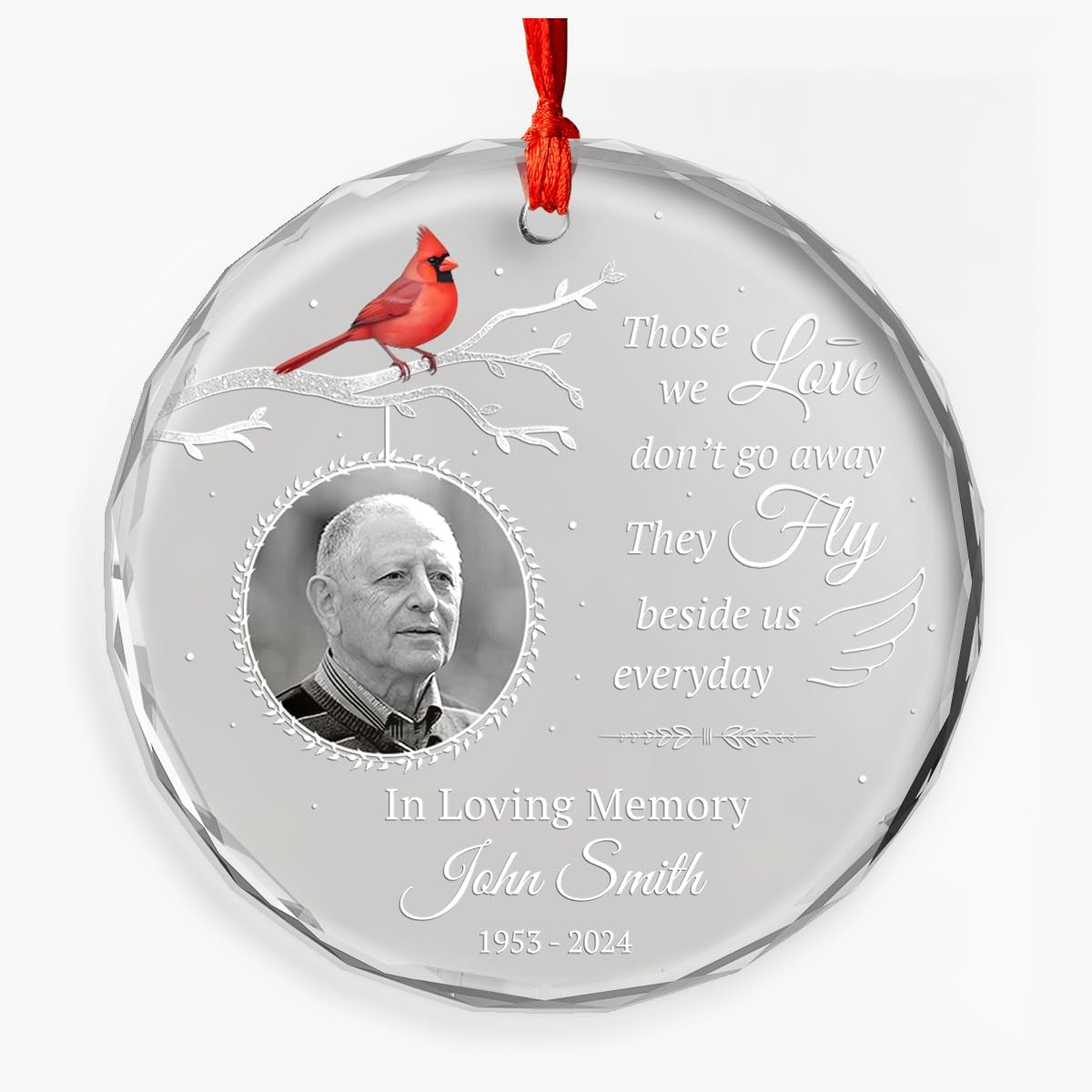 Personalized Glass Ornament for Dad Mom - Sympathy Memorial Keepsake