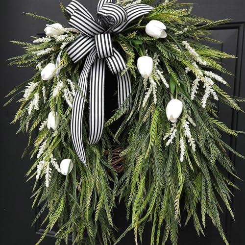 Artificial Spring Summer Wreath for Front Door Decor