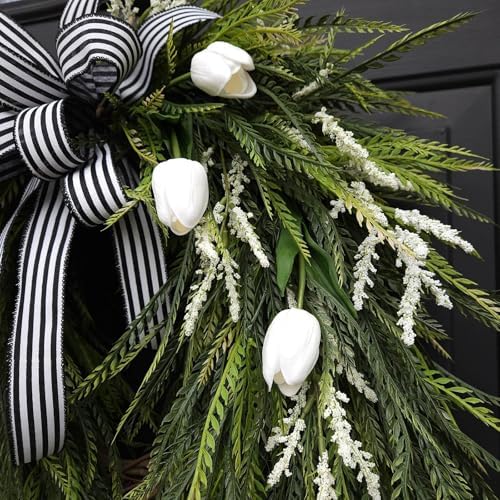 Artificial Spring Summer Wreath for Front Door Decor