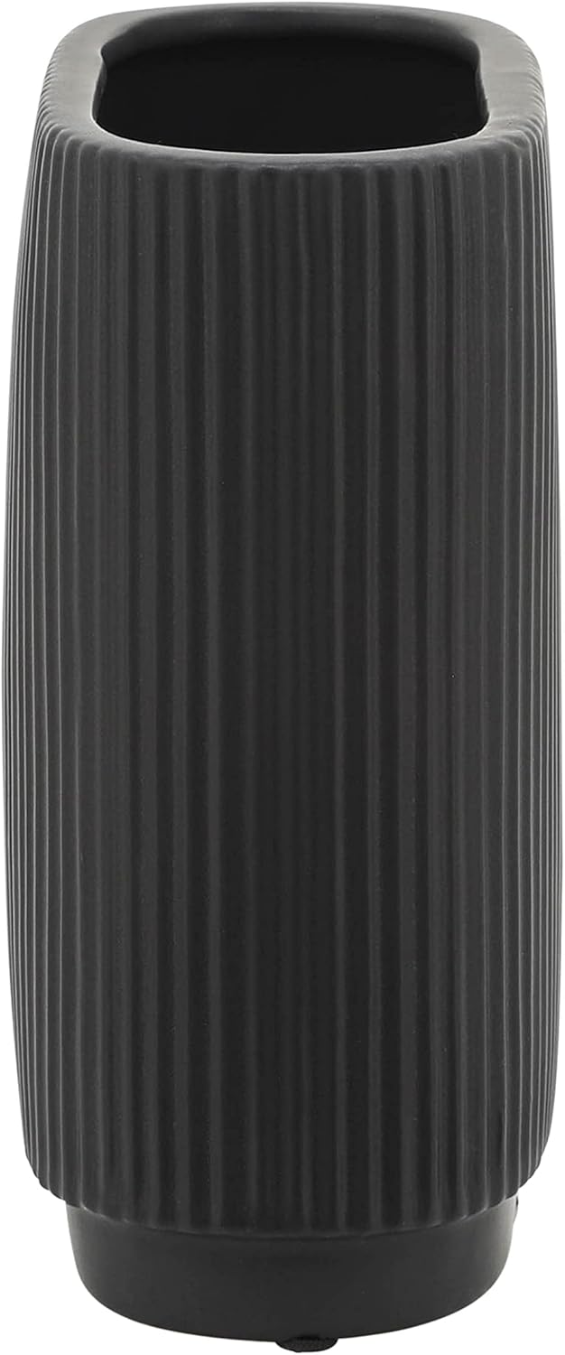 Sagebrook Home Modern Ribbed Ceramic Vase 8 Black